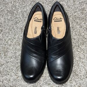 Clarks Genette Port Womens Black Leather Pumps Size 7M